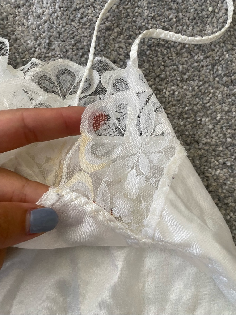 Vintage White Satin Lace Trim Slip Chemise - Picture 3 of 4